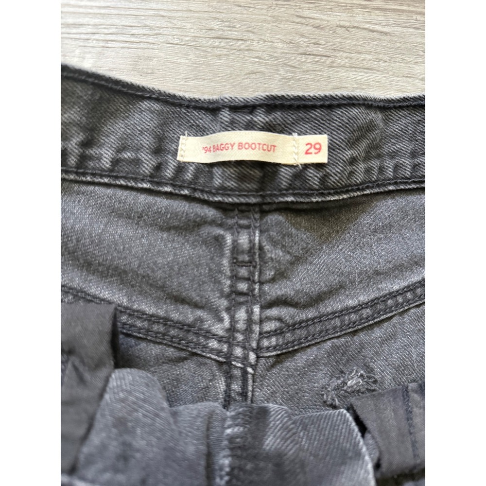 Levis 94 Baggy Bootcut Jeans Washed Black High Rise Denim A8716-0000 29x31 - Picture 3 of 4